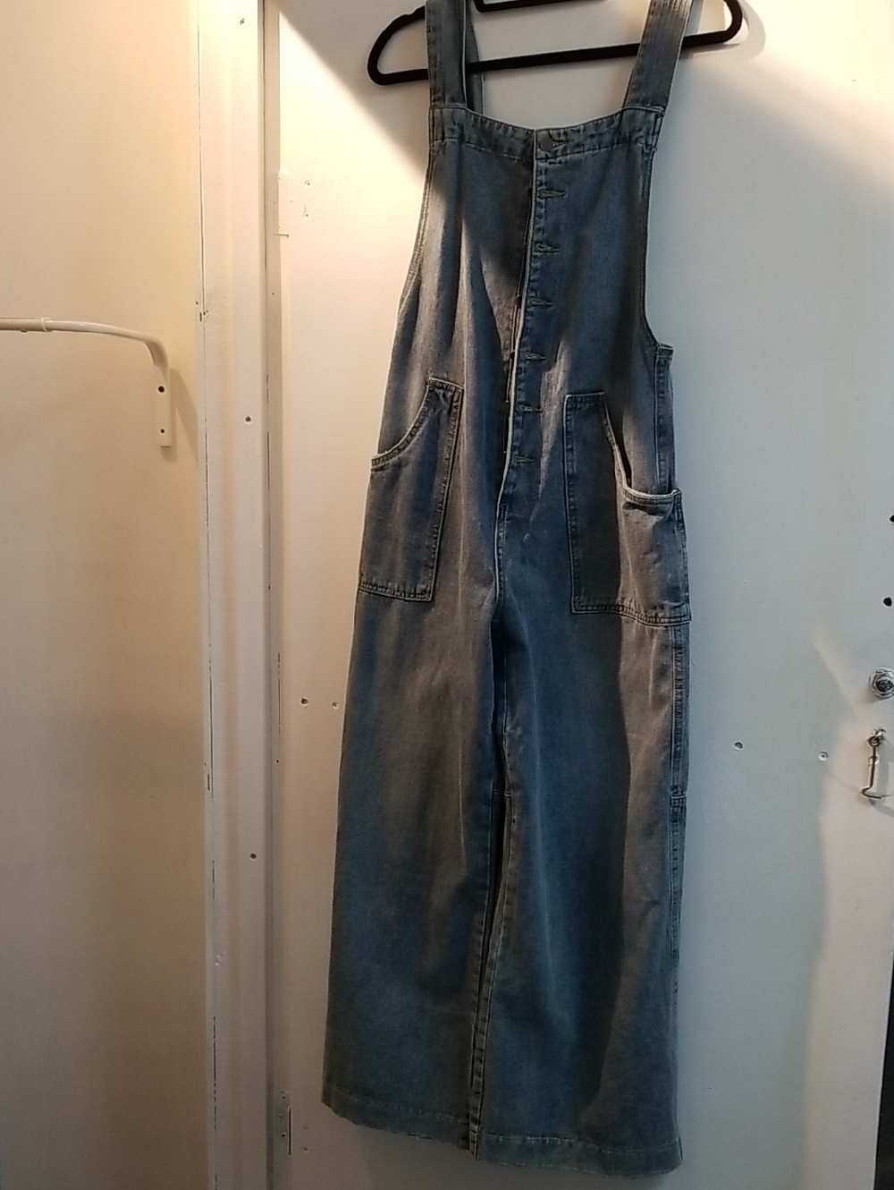Denim Wide-Leg Overalls - Blue